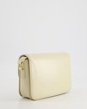 Celine Cream Teen Triomphe Bag in Shiny Calfskin Leather with Gold Hardware