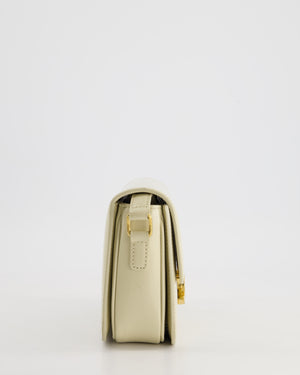 Celine Cream Teen Triomphe Bag in Shiny Calfskin Leather with Gold Hardware