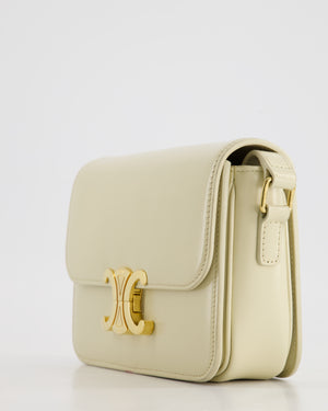 Celine Cream Teen Triomphe Bag in Shiny Calfskin Leather with Gold Hardware