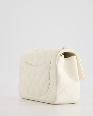 *HOT* Chanel Ivory Mini Rectangular Flap Bag in Lambskin Leather with Champagne Gold Hardware