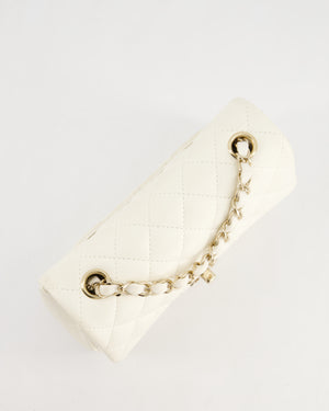 *HOT* Chanel Ivory Mini Rectangular Flap Bag in Lambskin Leather with Champagne Gold Hardware