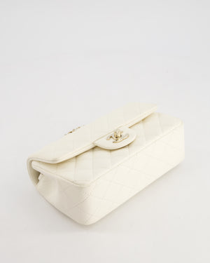 *HOT* Chanel Ivory Mini Rectangular Flap Bag in Lambskin Leather with Champagne Gold Hardware