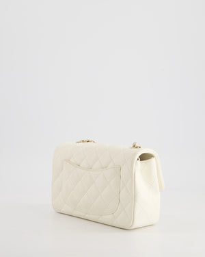 *HOT* Chanel Ivory Mini Rectangular Flap Bag in Lambskin Leather with Champagne Gold Hardware