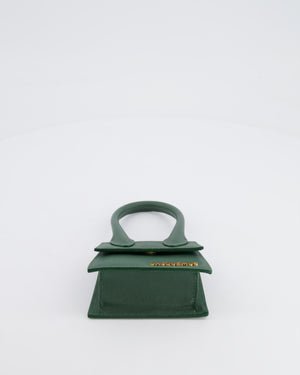 Jacquemus Forest Green Mini Chiquito Top Handle Bag with Gold Logo Detail RRP £520