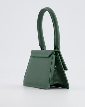 Jacquemus Forest Green Mini Chiquito Top Handle Bag with Gold Logo Detail RRP £520