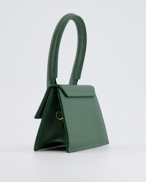 Jacquemus Forest Green Mini Chiquito Top Handle Bag with Gold Logo Detail RRP £520