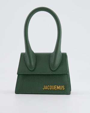 Jacquemus Forest Green Mini Chiquito Top Handle Bag with Gold Logo Detail RRP £520