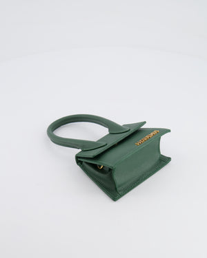 Jacquemus Forest Green Mini Chiquito Top Handle Bag with Gold Logo Detail RRP £520