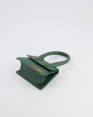 Jacquemus Forest Green Mini Chiquito Top Handle Bag with Gold Logo Detail RRP £520