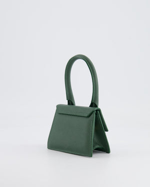 Jacquemus Forest Green Mini Chiquito Top Handle Bag with Gold Logo Detail RRP £520