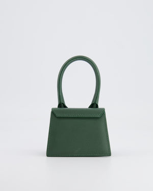 Jacquemus Forest Green Mini Chiquito Top Handle Bag with Gold Logo Detail RRP £520