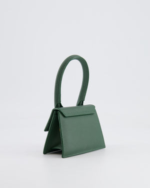 Jacquemus Forest Green Mini Chiquito Top Handle Bag with Gold Logo Detail RRP £520