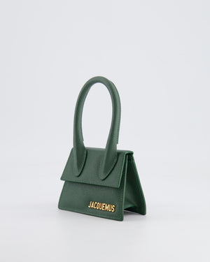 Jacquemus Forest Green Mini Chiquito Top Handle Bag with Gold Logo Detail RRP £520