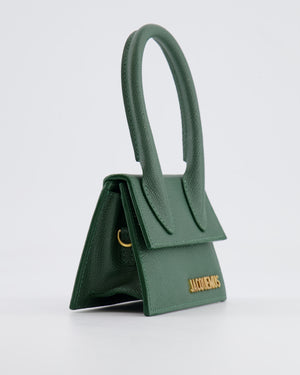 Jacquemus Forest Green Mini Chiquito Top Handle Bag with Gold Logo Detail RRP £520