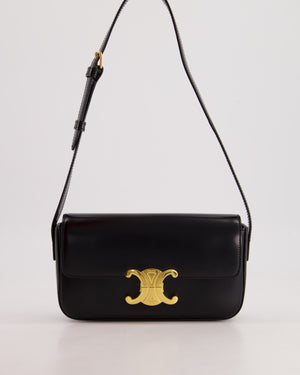 Celine Black Claude Shoulder Bag in Shiny Calfskin with Gold Hardware RRP £2150