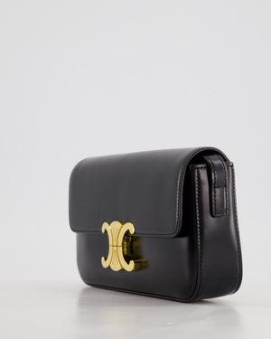 Celine Black Claude Shoulder Bag in Shiny Calfskin with Gold Hardware RRP £2150