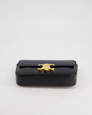 Celine Black Claude Shoulder Bag in Shiny Calfskin with Gold Hardware RRP £2150