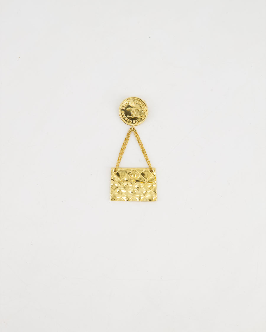 Chanel 24 K Gold plated Brooch Pin With CC Detail