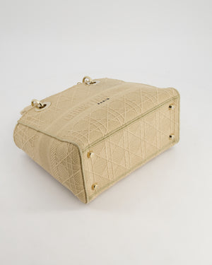 *FIRE PRICE* Christian Dior Medium Lady D-Lite Bag in Beige Cannage Canvas with Champagne Gold Hardware RRP £4,300