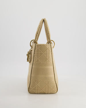 *FIRE PRICE* Christian Dior Medium Lady D-Lite Bag in Beige Cannage Canvas with Champagne Gold Hardware RRP £4,300