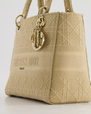 *FIRE PRICE* Christian Dior Medium Lady D-Lite Bag in Beige Cannage Canvas with Champagne Gold Hardware RRP £4,300