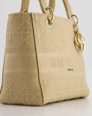 *FIRE PRICE* Christian Dior Medium Lady D-Lite Bag in Beige Cannage Canvas with Champagne Gold Hardware RRP £4,300