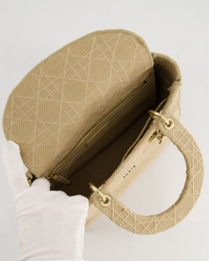 *FIRE PRICE* Christian Dior Medium Lady D-Lite Bag in Beige Cannage Canvas with Champagne Gold Hardware RRP £4,300