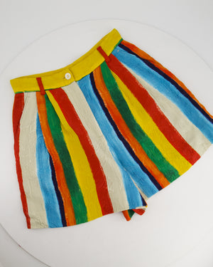 Dolce 
Gabbana Multi-Colour Striped Jacquard High-Waist Shorts Size IT 38 (UK 6)