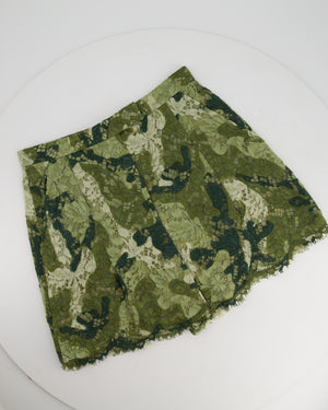 Valentino Green Camouflage Lace High-Waist Shorts Size IT 38 (UK 10)