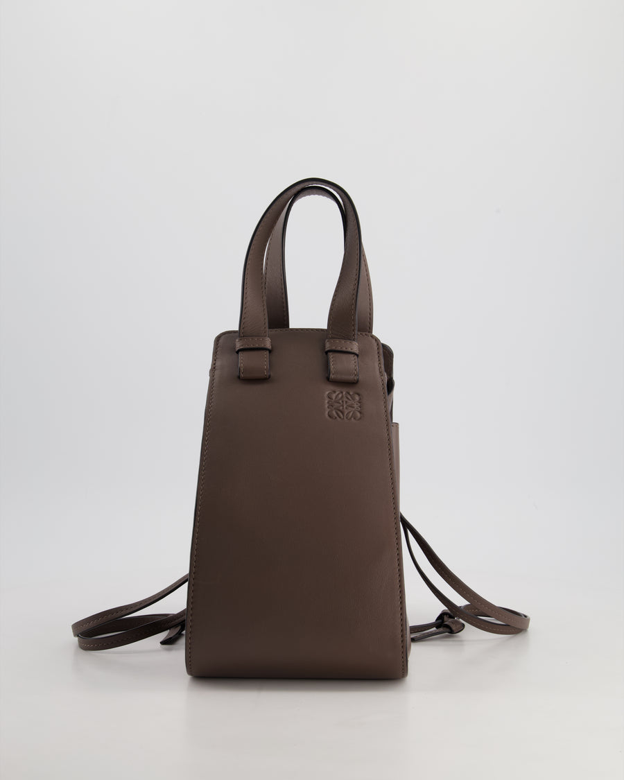 *HOT* Loewe Brown Hammock Small Textured-Leather Shoulder Bag with Silver Hardware  RRP £2,250