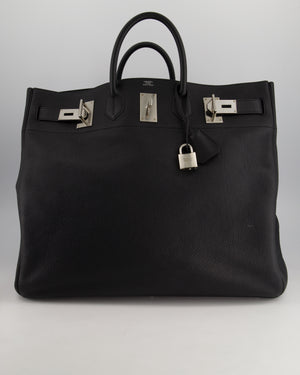 Hermès HAC 50 in Black Retourné Togo Leather with Palladium Hardware