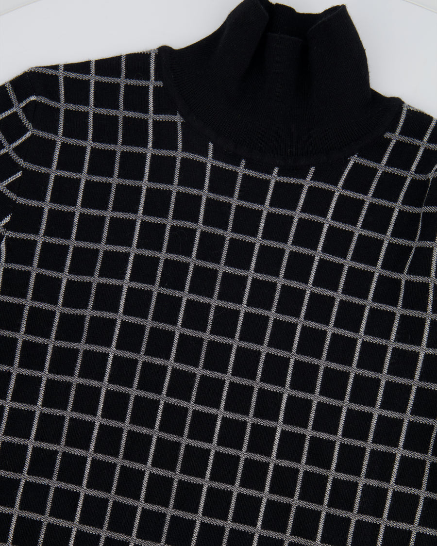 Hermès Black and White Checkered High Neck Jumper Size FR 34 (UK 6)