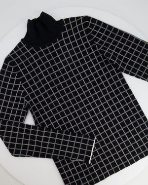 Hermès Black and White Checkered High Neck Jumper Size FR 34 (UK 6)