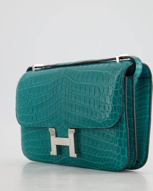 *FIRE PRICE* Hermès Constance Elan 25cm in Blue Paon Matte Alligator with Palladium Hardware