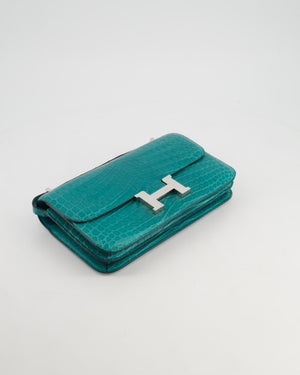 *FIRE PRICE* Hermès Constance Elan 25cm in Blue Paon Matte Alligator with Palladium Hardware