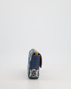 Celine Denim Blue Triomphe Shoulder Bag in Fabric with Gold Hardware RRP £2150