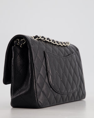 Chanel Medium Black Classic Double Flap Bag in Caviar Leather with Silver Hardware