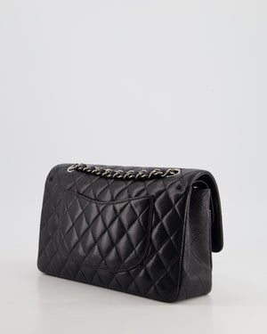 Chanel Medium Black Classic Double Flap Bag in Caviar Leather with Silver Hardware