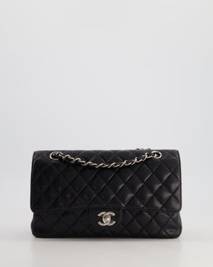 Chanel Medium Black Classic Double Flap Bag in Caviar Leather with Silver Hardware