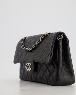 Chanel Vintage Black Small Classic Double Flap Bag in Caviar Leather with Silver Hardware RRP - £8,850