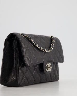 Chanel Vintage Black Small Classic Double Flap Bag in Caviar Leather with Silver Hardware RRP - £8,850