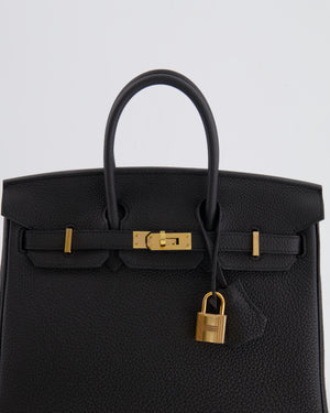 *RARE* Hermès Birkin 25cm Retourne Bag in Noir Togo Leather with Rose Gold Hardware