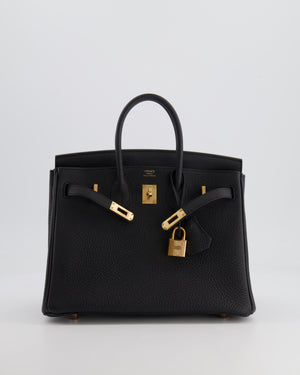 *RARE* Hermès Birkin 25cm Retourne Bag in Noir Togo Leather with Rose Gold Hardware