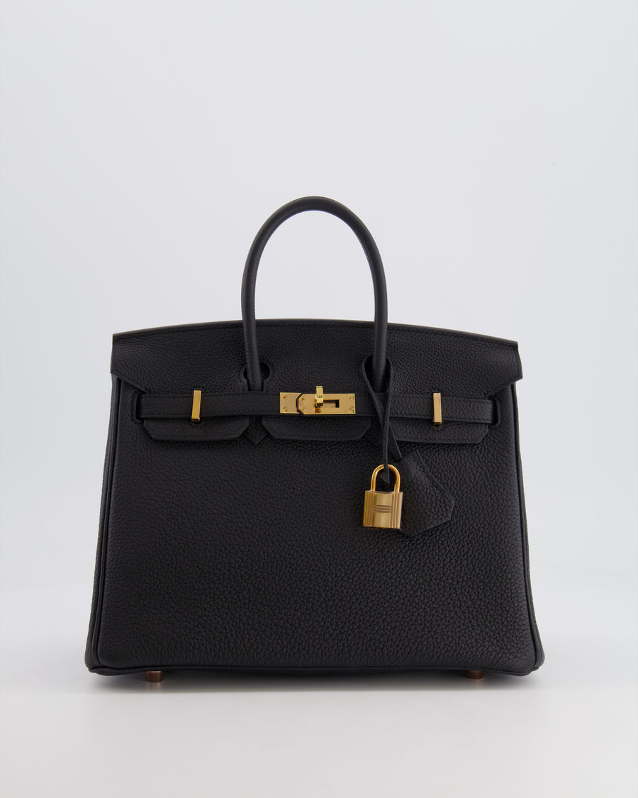 *RARE* Hermès Birkin 25cm Retourne Bag in Noir Togo Leather with Rose Gold Hardware