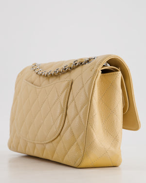 *FIRE PRICE* Chanel Beige Medium Classic Double Flap in Caviar Leather with Silver Hardware