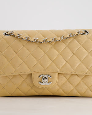 *FIRE PRICE* Chanel Beige Medium Classic Double Flap in Caviar Leather with Silver Hardware