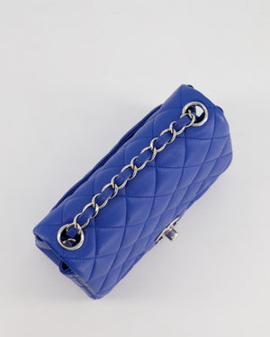 Chanel Electric Blue Square Mini Flap Bag in Lambskin Leather with Silver Hardware