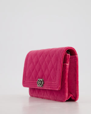 *FIRE PRICE* Chanel Pink Boy Wallet on Chain in Velvet with Silver Hardware