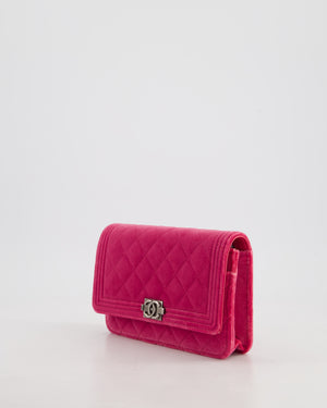 *FIRE PRICE* Chanel Pink Boy Wallet on Chain in Velvet with Silver Hardware