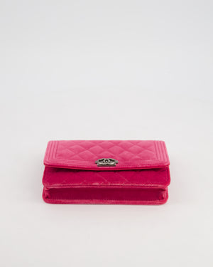 *FIRE PRICE* Chanel Pink Boy Wallet on Chain in Velvet with Silver Hardware